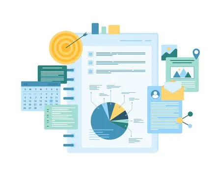 Project management and planning, planner with infographic work progress Stock Illustration