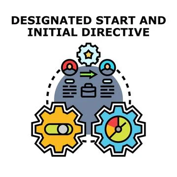 Project management beginning with designated initial directive Stock Illustration