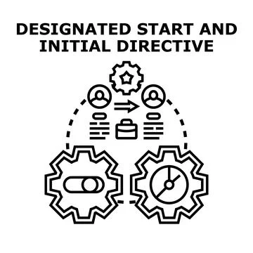 Project management beginning with designated initial directive Stock Illustration