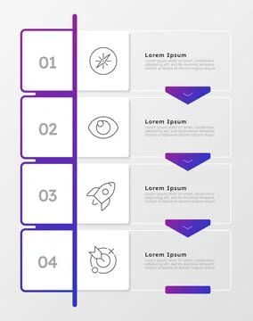 Project management blue gradient infographic 4 steps Ilustração Stock