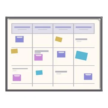 Project management board showing tasks being tracked and organized Illustrazione stock
