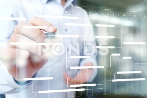 Project management chart on virtual screen. Schedule. Timeline. Stock Photos