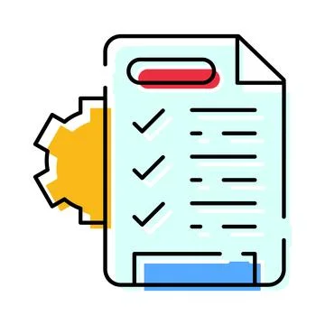 Project management checklist with gear icon Stock Illustration