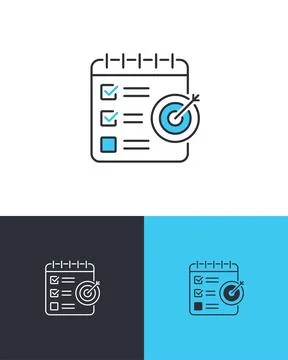 Project Management Checklist Target Icon Stock Illustration