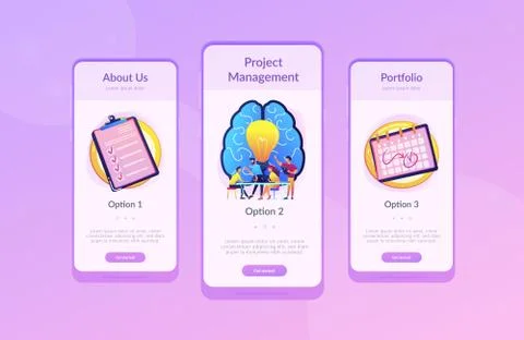 Project management concept app interface template. Stock Illustration