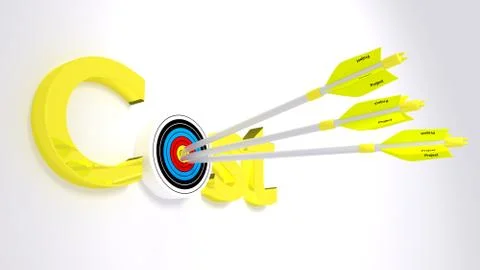 Project management concept with arrows hitting target Stock Illustration