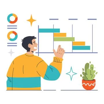 Project management concept. Flat vector illustration Illustrazione stock