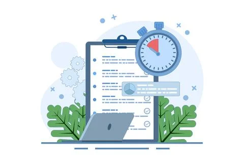 Project Management Concept, software development planning. Illustrazione stock