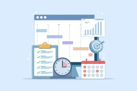 Project Management Concept, software development planning. イラスト素材