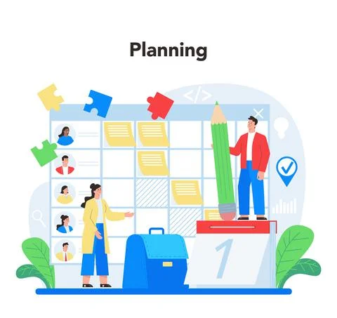 Project management concept. Successful strategy planning, motivation Stock Illustration