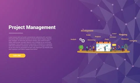 Project management concept for website template landing homepage banner with  Stock Illustration