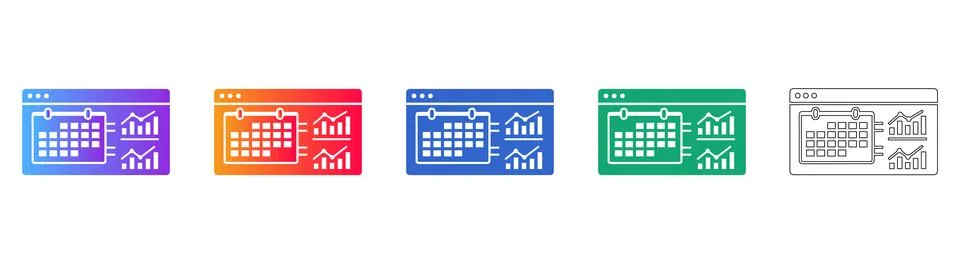 Project Management Dashboard Interface Icons Stockillustratie