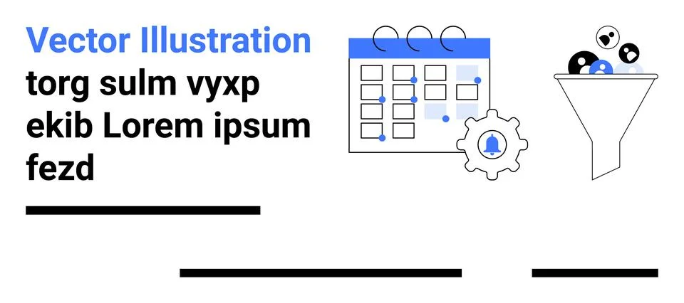 Project management, data filtering, workflow optimization, scheduling systems Stockillustratie
