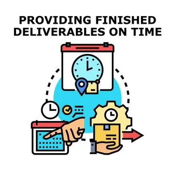 Project management delivering finished tasks on time process Stock Illustration