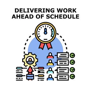 Project management delivering work ahead of schedule success Stock Illustration
