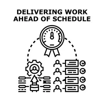 Project management delivering work ahead of schedule success Stock Illustration