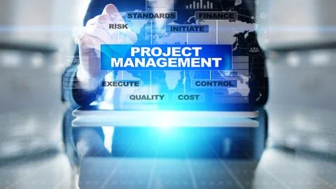 Project management diagram on virtual screen. Business, Finance and technology Фото