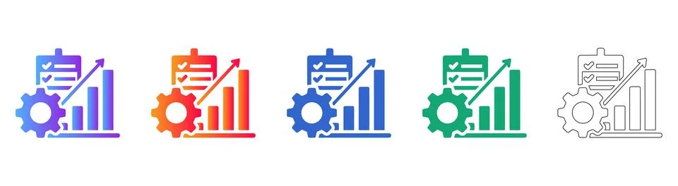 Project Management Efficiency Icon Set Stock Illustration