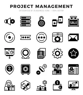 Project Management elements. Lineal Filled web icon set. Simple vector illu.. Stock Illustration