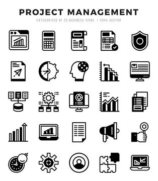 Project Management elements. Lineal Filled web icon set. Simple vector illu.. Stock Illustration