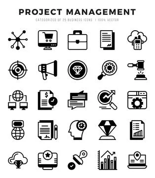 Project Management elements. Lineal Filled web icon set. Simple vector illu.. Illustrazione stock