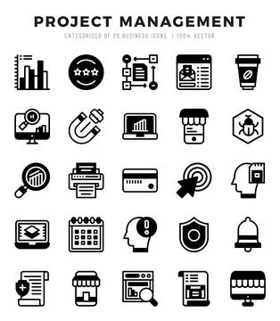 Project Management elements. Lineal Filled web icon set. Simple vector illu.. Stock Illustration