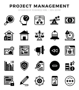 Project Management elements. Lineal Filled web icon set. Simple vector illu.. Stock Illustration