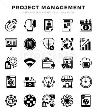 Project Management elements. Lineal Filled web icon set. Simple vector illu.. Illustrazione stock