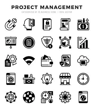 Project Management elements. Lineal Filled web icon set. Simple vector illu.. 스톡 일러스트