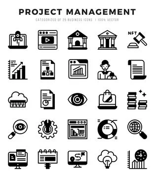 Project Management elements. Lineal Filled web icon set. Simple vector illu.. Stock Illustration