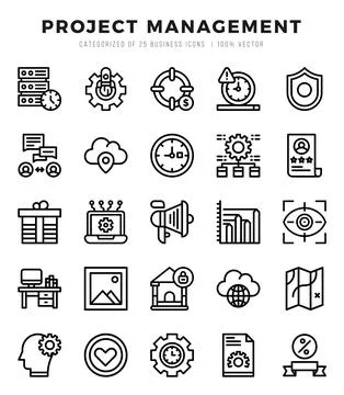 Project Management elements. Lineal web icon set. Simple vector illustration. Stock Illustration