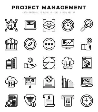 Project Management elements. Lineal web icon set. Simple vector illustration. Stock Illustration