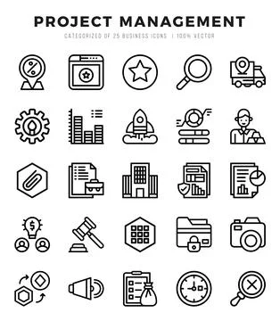 Project Management elements. Lineal web icon set. Simple vector illustration. Stock Illustration