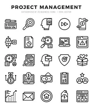 Project Management elements. Lineal web icon set. Simple vector illustration. Stock Illustration