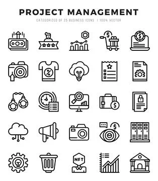 Project Management elements. Lineal web icon set. Simple vector illustration. Stock Illustration
