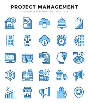 Project Management elements. Two Color web icon set. Simple vector illustra.. 스톡 일러스트