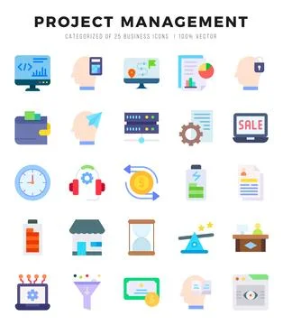 Project Management Flat icons. Vector Flat illustration. 库存插图