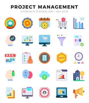 Project Management Flat icons. Vector Flat illustration. Stock Illustration