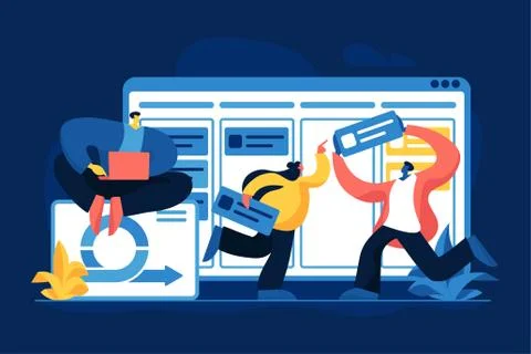 Project management flat vector illustration Illustrazione stock