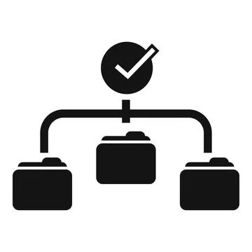 Project management flowchart with checkmark icon Stock Illustration