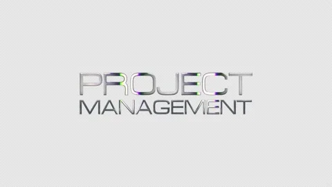 PROJECT MANAGEMENT glitch text effect with silver light Stock Footage 157842677
