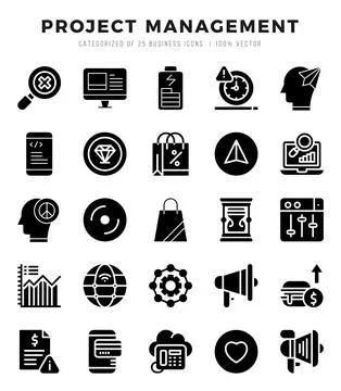 Project Management. Glyph icons Pack. vector illustration. Stock-Illustration