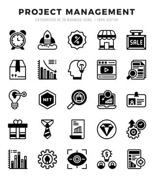 Project Management Icon Bundle 25 Icons for Websites and Apps Stock Illustration
