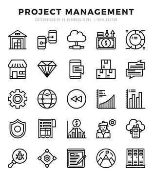 Project Management Icon Bundle 25 Icons for Websites and Apps Stock Illustration