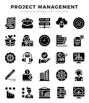 Project Management Icon Bundle 25 Icons for Websites and Apps Stock Illustration