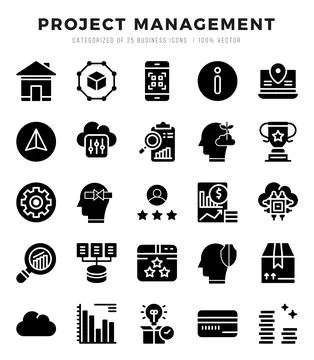 Project Management Icon Bundle 25 Icons for Websites and Apps Stock Illustration