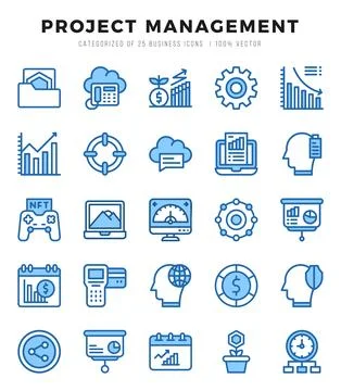 Project Management Icon Bundle 25 Icons for Websites and Apps Stock Illustration