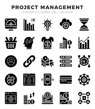 Project Management Icon Bundle 25 Icons for Websites and Apps Stock Illustration
