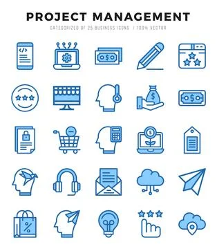 Project Management Icon Bundle 25 Icons for Websites and Apps Stock Illustration