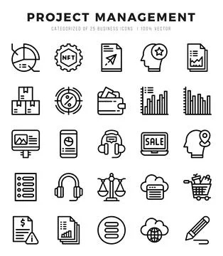 Project Management Icon Bundle 25 Icons for Websites and Apps Stock Illustration